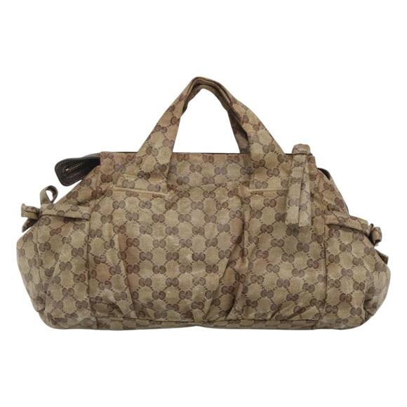 GUCCI GG Crystal Hand Bag Coated Canvas Beige Gold - Picture 3 of 12